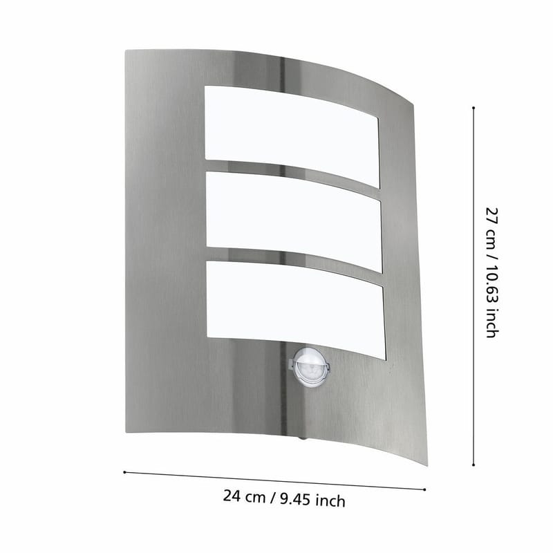 Utvendig vegglampe City med sensor - Rustfritt Stål - Belysning - Utendørsbelysning - Fasadebelysning & vegglykter