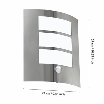 Utvendig vegglampe City med sensor - Rustfritt Stål - Belysning - Utendørsbelysning - Fasadebelysning & vegglykter
