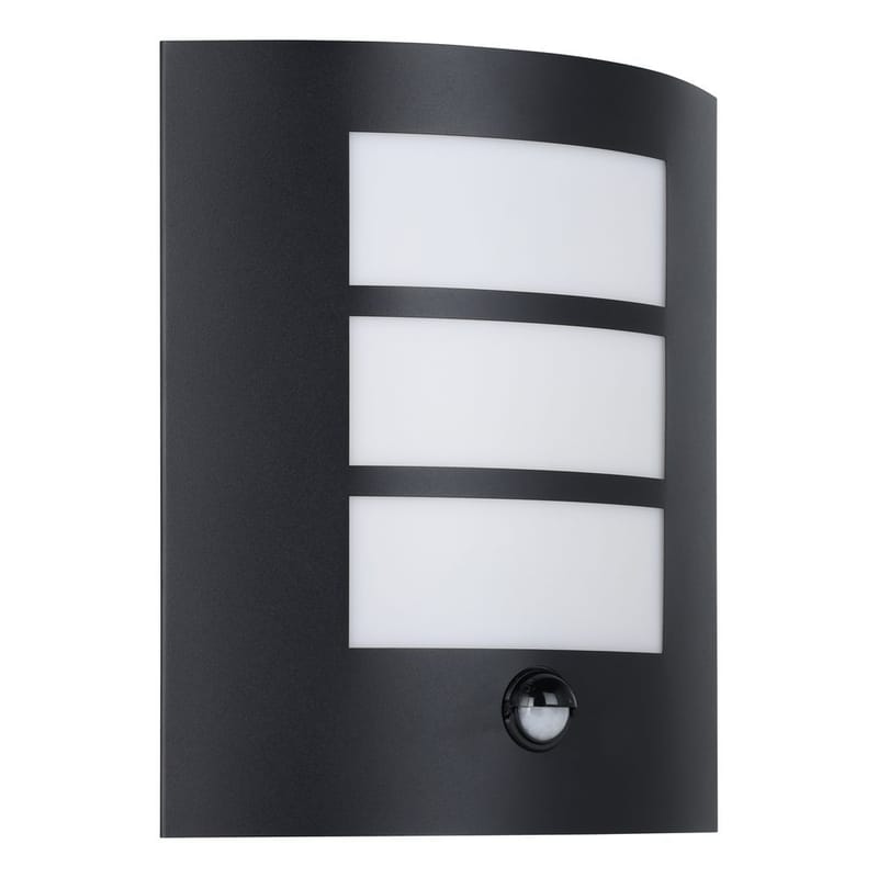 Utvendig vegglampe City med sensor, Sort