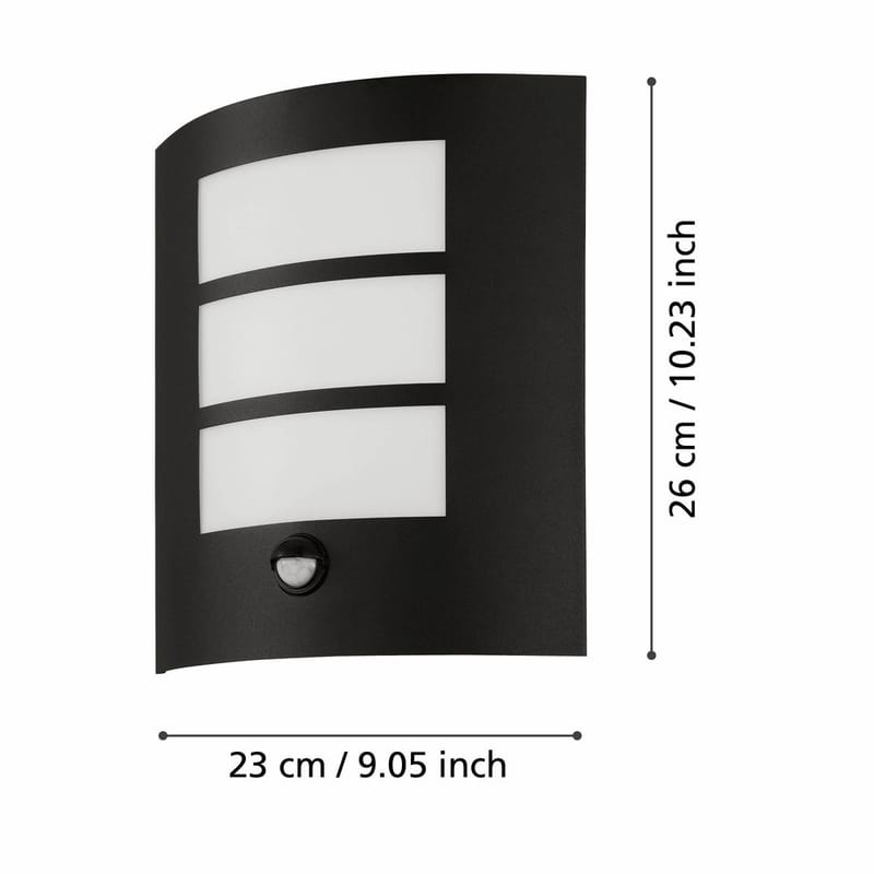 Utvendig vegglampe City med sensor - Sort - Belysning - Utendørsbelysning - Fasadebelysning & vegglykter