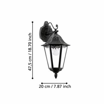 Utvendig vegglampe Navedo Nedovervendt - Svart/Sølvpatina - Belysning - Utendørsbelysning - Bordlampe utendørs