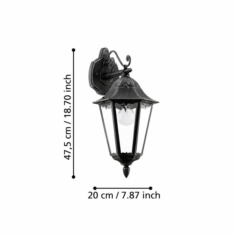 Utvendig vegglampe Navedo Nedovervendt - Svart/Sølvpatina - Belysning - Utendørsbelysning - Bordlampe utendørs