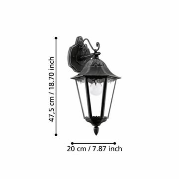 Utvendig vegglampe Navedo Nedovervendt - Svart/Sølvpatina - Belysning - Utendørsbelysning - Fasadebelysning & vegglykter