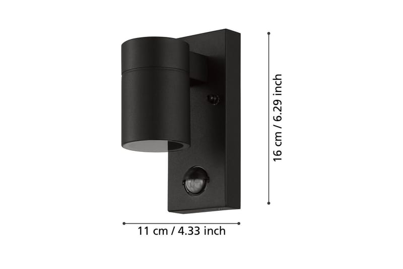 Vegglampe Utebelysning Eglo Riga 5 med Sensor Hvit Klar - Svart - Belysning - Utendørsbelysning - Fasadebelysning & vegglykter