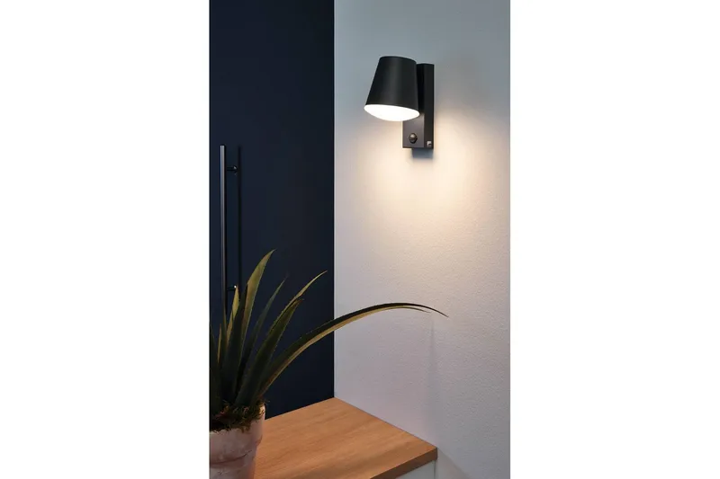 Vegglampe Utendørs Eglo Caldiero med Sensor - Antracit/Hvit - Belysning - Utendørsbelysning - Fasadebelysning & vegglykter