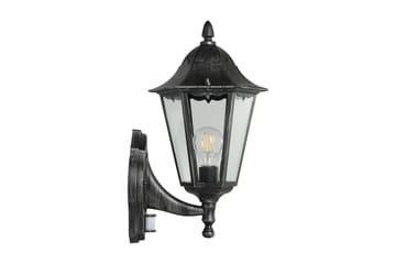 Vegglampe Utendørs Eglo Navedo med Sensor Svart, Sølvpatinert, Klar - Svart/Sølv - Belysning - Utendørsbelysning - Fasadebelysning & vegglykter