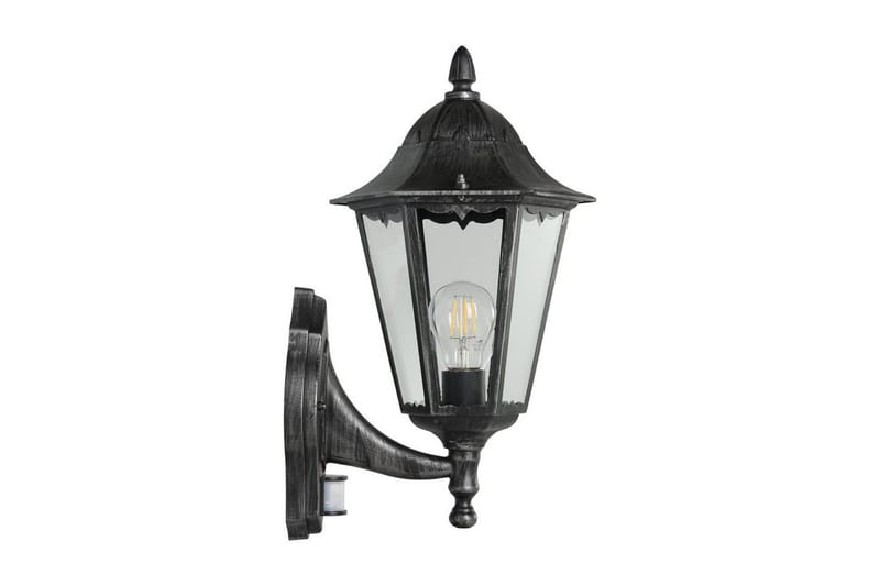 Vegglampe Utendørs Eglo Navedo med Sensor Svart, Sølvpatinert, Klar - Svart/Sølv - Belysning - Utendørsbelysning - Fasadebelysning & vegglykter