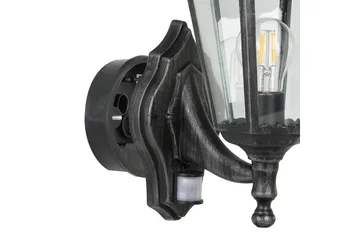 Vegglampe Utendørs Eglo Navedo med Sensor Svart, Sølvpatinert, Klar - Svart/Sølv - Belysning - Utendørsbelysning - Fasadebelysning & vegglykter