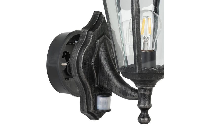 Vegglampe Utendørs Eglo Navedo med Sensor Svart, Sølvpatinert, Klar - Svart/Sølv - Belysning - Utendørsbelysning - Fasadebelysning & vegglykter