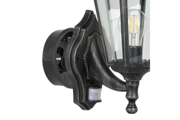 Vegglampe Utendørs Eglo Navedo med Sensor Svart, Sølvpatinert, Klar - Svart/Sølv - Belysning - Utendørsbelysning - Fasadebelysning & vegglykter