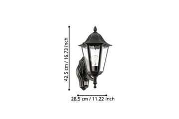 Vegglampe Utendørs Eglo Navedo med Sensor Svart, Sølvpatinert, Klar - Svart/Sølv - Belysning - Utendørsbelysning - Fasadebelysning & vegglykter