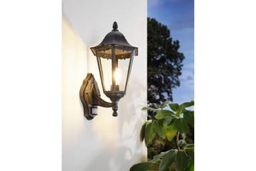 Vegglampe Utendørs Eglo Navedo med Sensor Svart, Sølvpatinert, Klar - Svart/Sølv - Belysning - Utendørsbelysning - Fasadebelysning & vegglykter