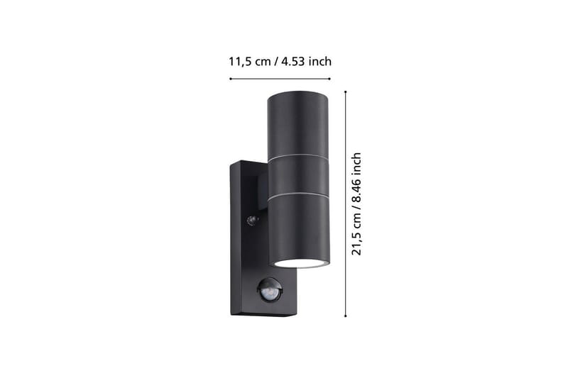 Vegglampe Utendørs Eglo Riga 5 med 2 Lamper og Sensor Antrasitt Klar - Antrasitt - Belysning - Utendørsbelysning - Fasadebelysning & vegglykter