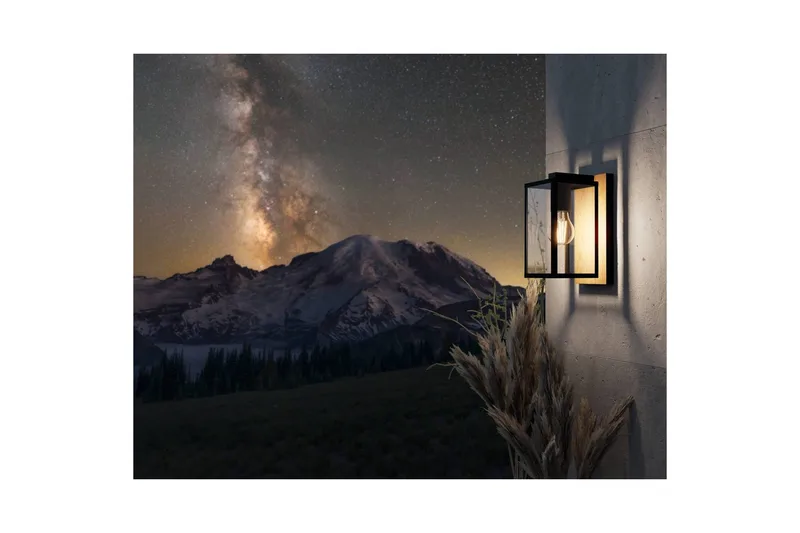 Vegglampe Utendørsbelysning Eglo Budrone Svart/Tre Klar - Svart/Brun - Belysning - Utendørsbelysning - Fasadebelysning & vegglykter