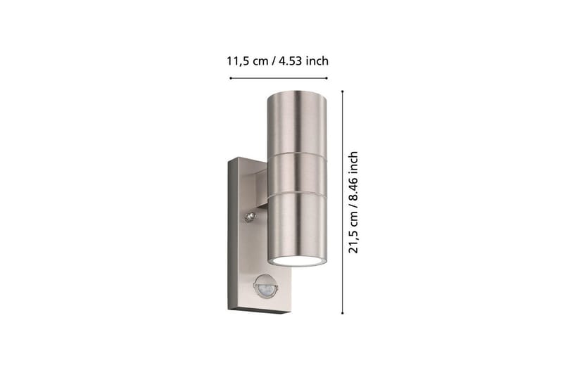 Vegglampe utendørsbelysning Eglo Riga 5 med 2 lamper og sensor rustfritt stål klar - Sølv - Belysning - Utendørsbelysning - Fasadebelysning & vegglykter
