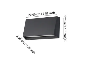 Vegglampe utendørsbelysning Eglo Spongano 120 mm - Antrasitt - Belysning - Utendørsbelysning - Fasadebelysning & vegglykter