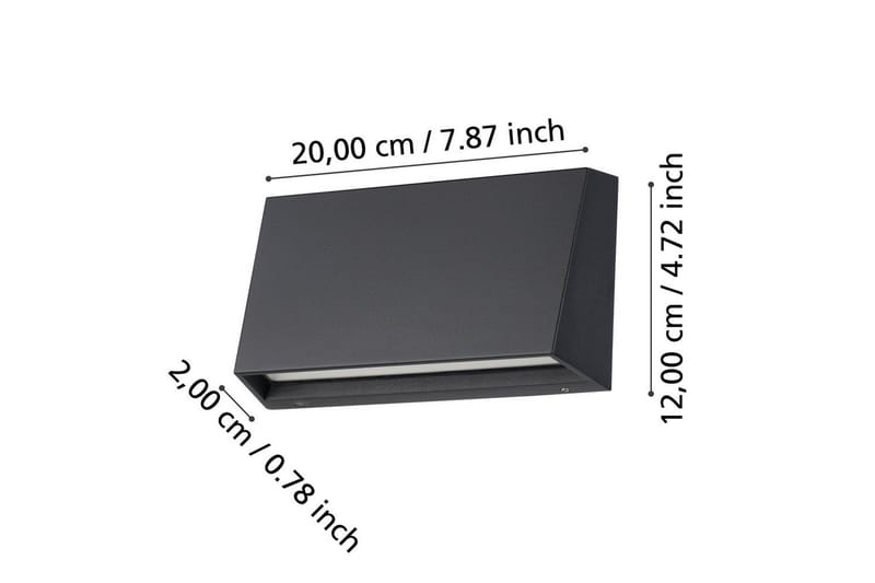 Vegglampe utendørsbelysning Eglo Spongano 120 mm - Antrasitt - Belysning - Utendørsbelysning - Fasadebelysning & vegglykter