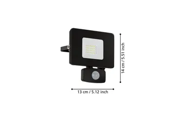 Veggstrålkaster Utendørs Eglo Faedo 3 med Sensor 20W, Svart - Svart - Belysning - Utendørsbelysning - Fasadebelysning & vegglykter