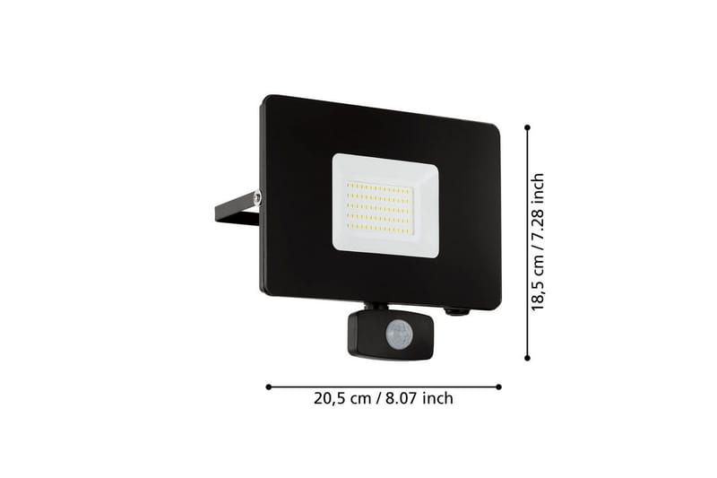 Veggstrålkaster Utendørsbelysning Eglo Faedo 3 med Sensor 50W, Svart - Svart - Belysning - Utendørsbelysning - Fasadebelysning & vegglykter