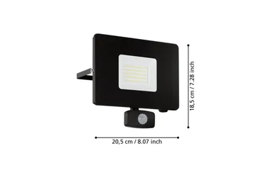 Veggstrålkaster Utendørsbelysning Eglo Faedo 3 med Sensor 50W, Svart - Svart - Belysning - Utendørsbelysning - Fasadebelysning & vegglykter