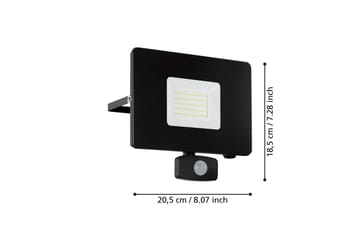 Veggstrålkaster Utendørsbelysning Eglo Faedo 3 med Sensor 50W, Svart - Svart - Belysning - Utendørsbelysning - Fasadebelysning & vegglykter
