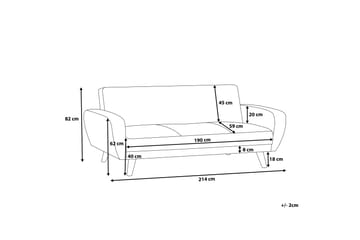 Sovesofa Florli 214 cm - Svart - Møbler - Sofaer - Sovesofaer - Langsgående sovesofa