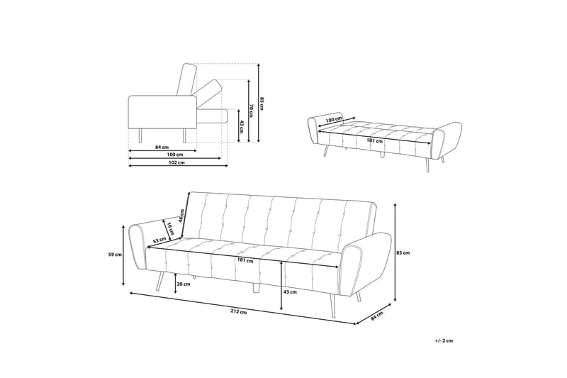 Sovesofa Selnes 212 cm - Grønn - Møbler - Sofaer - Sovesofaer - Langsgående sovesofa
