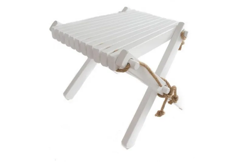 Fotpall EcoFurn Lilli Bjørk Oljet Hvit, Bjørk Oljet Hvit