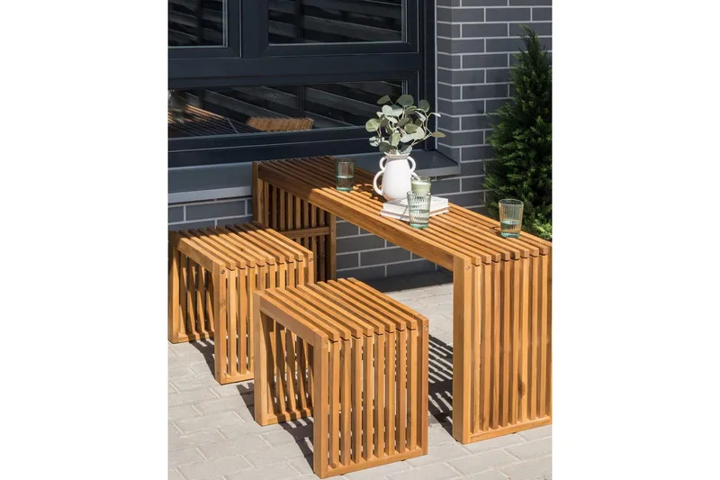 Hagestol sett med 3 Bellano - Hagemøbler & utemiljø - Øvrig hagemøbler - Moduler - Fotskammel & krakk utendørs