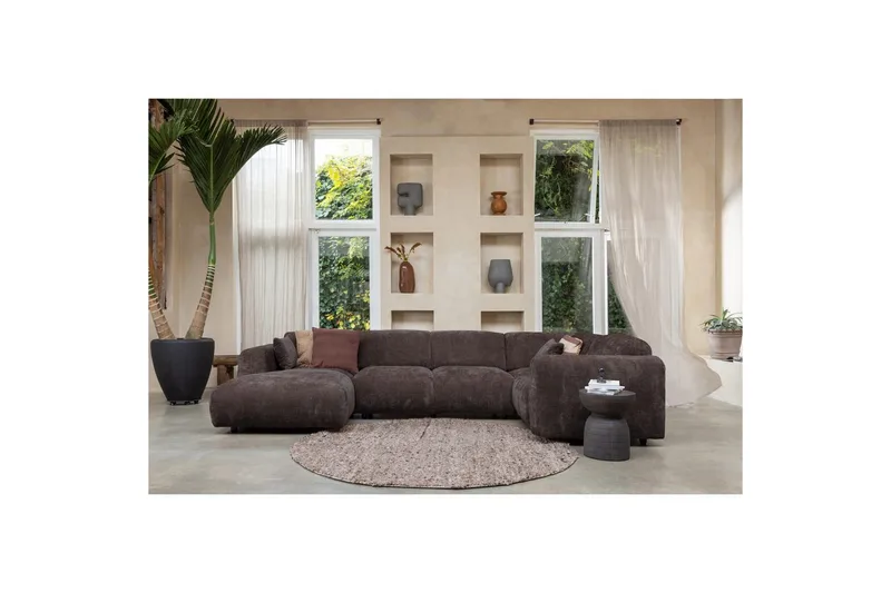 Hjørnesofa Sky - Varm brun, Høyre - Møbler - Sofaer - Hjørnesofaer - Hjørnesofa med divan