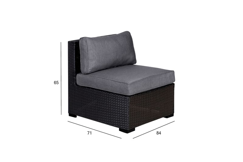 Modulsofa Sevilla 84x71xH65 cm Mittmodul Svart - Midtmodul hagesofa - Moduler