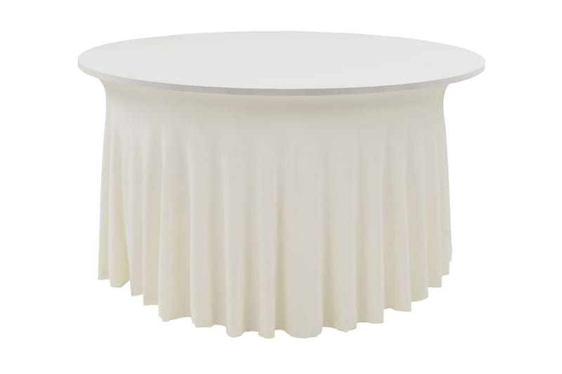 Elastisk bordduk med skjørt 2 stk 180x74 cm kremhvit - Beige|Hvit - Overtrekk hagemøbler
