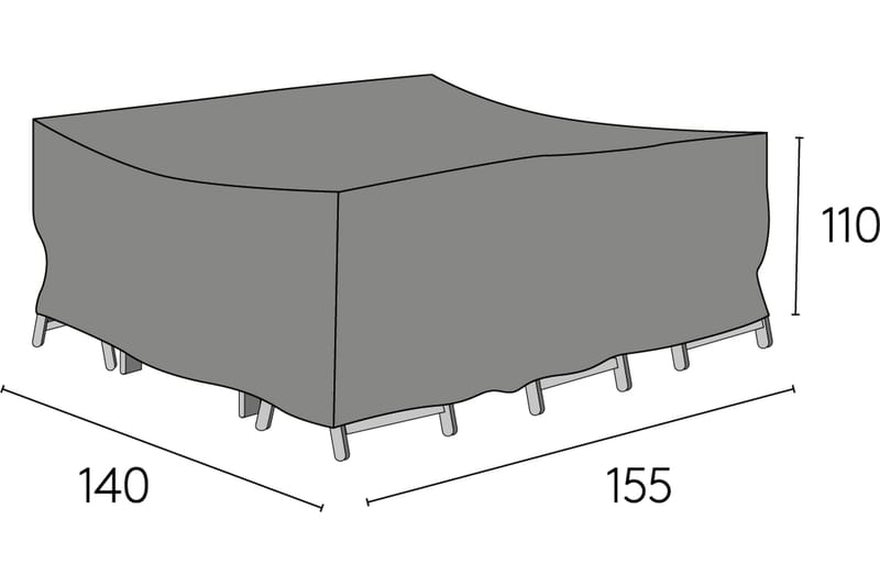 Møbeltrekk 155x140x110 cm Grå - Hillerstorp - Hagemøbler & utemiljø - Øvrig hagemøbler - Møbelbeskyttelse - Overtrekk hagemøbler