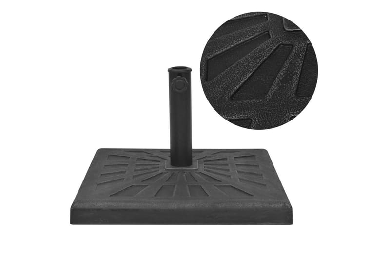 Parasollfot harpiks kvadrat svart 19 kg - Svart - Parasollfot