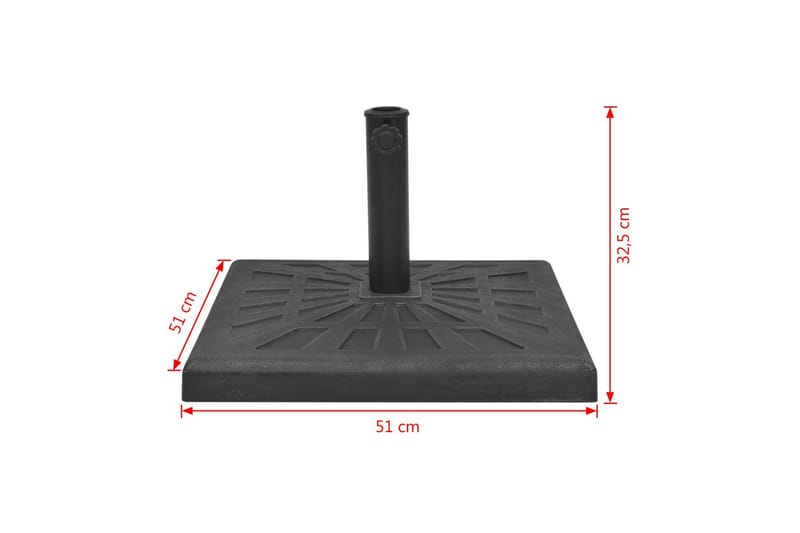 Parasollfot harpiks kvadrat svart 19 kg - Svart - Parasollfot