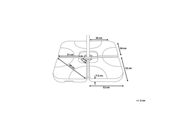 Parasollfotvekt Sunny 52 cm 4 Deler - Svart - Hagemøbler & utemiljø - Øvrig hagemøbler - Tilbehør hagemøbler - Parasollfot