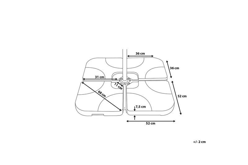 Sunny Parasollfotvekt 52 cm 4 Deler - Svart - Hagemøbler & utemiljø - Øvrig hagemøbler - Tilbehør hagemøbler - Parasollfot