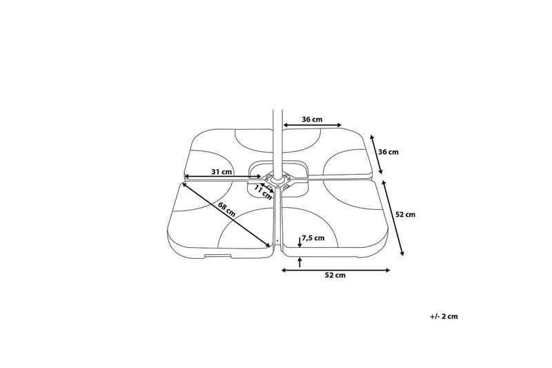 Sunny Parasollfotvekt 52 cm 4 Deler - Svart - Hagemøbler & utemiljø - Øvrig hagemøbler - Tilbehør hagemøbler - Parasollfot