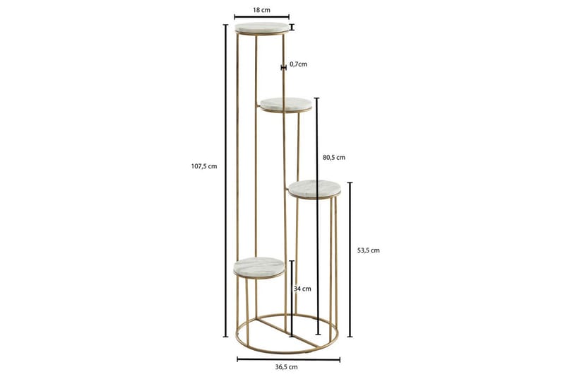 Stående hylle Wohnling Ekte marmortopp, blomsterstativ, gyllen metallbase, moderne stil - Hagemøbler & utemiljø - Balkong & terrasse - Balkongdyrking