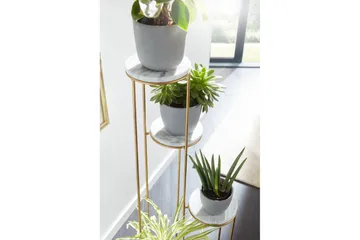 Stående hylle Wohnling Ekte marmortopp, blomsterstativ, gyllen metallbase, moderne stil - Hagemøbler & utemiljø - Balkong & terrasse - Balkongdyrking