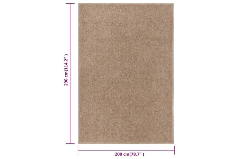 Teppe med kort luv 200x290 cm brun - Brun - Plastmatte balkong - Plasttepper