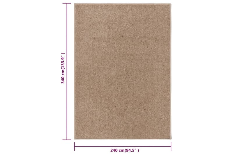 Teppe med kort luv 240x340 cm brun - Brun - Plasttepper - Plastmatte balkong