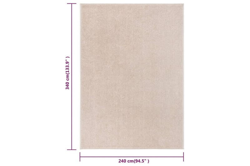 Teppe med kort luv 240x340 cm mørk beige - Beige - Plastmatte balkong - Plasttepper