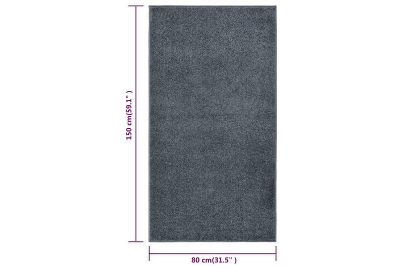 Teppe med kort luv 80x150 cm antrasitt - Antrasittgrå - Plastmatte balkong - Plasttepper