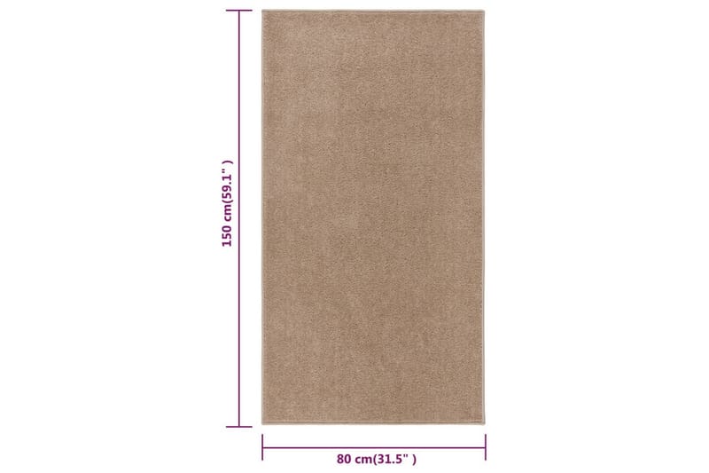 Teppe med kort luv 80x150 cm brun - Brun - Plastmatte balkong - Plasttepper