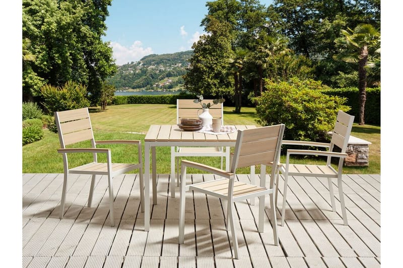Armstol Edmundston - Beige/Hvit - Hagemøbler & utemiljø - Balkong & terrasse - Balkongmøbler - Balkongstoler
