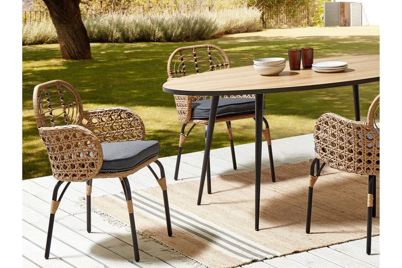 Armstol Leamington - Natur/Beige/Grå/Sort - Hagemøbler & utemiljø - Balkong & terrasse - Balkongmøbler - Balkongstoler