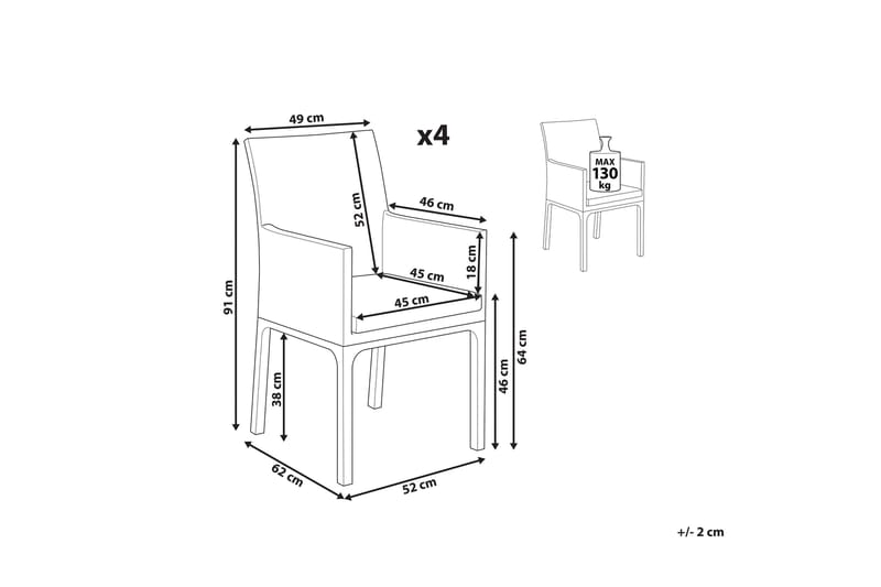 Armstol Monteroni - Grå/Hvit - Hagemøbler & utemiljø - Balkong & terrasse - Balkongmøbler - Balkongstoler