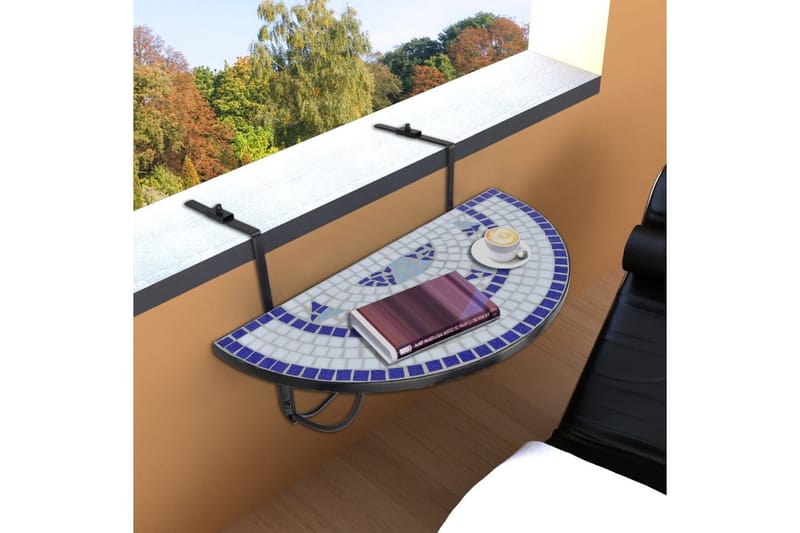 Hengende balkongbord blå og hvit mosaikk - Flerfarget - Balkongbord