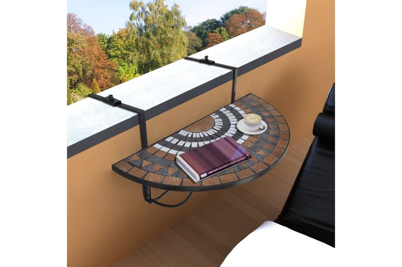 Hengende balkongbord terrakotta og hvit mosaikk - Brun - Balkongbord